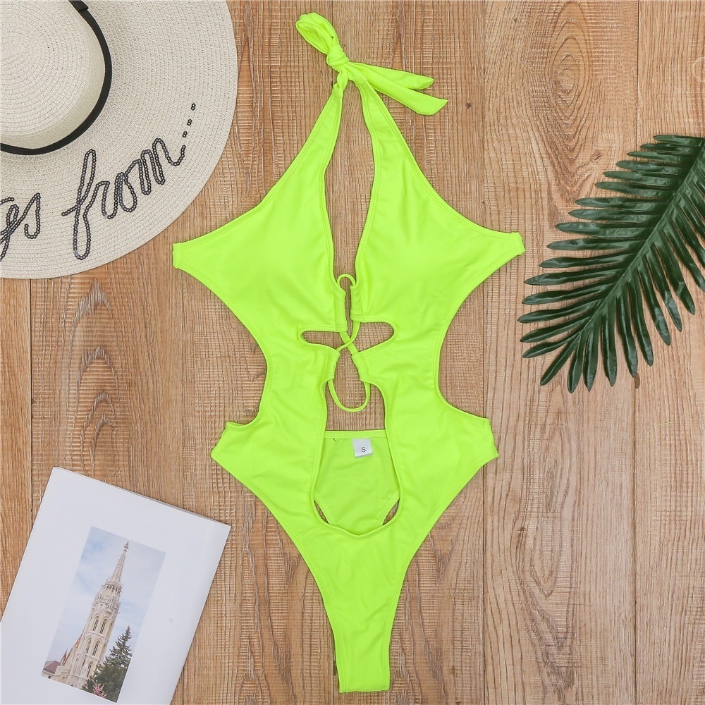 Neon green one piece bikini
